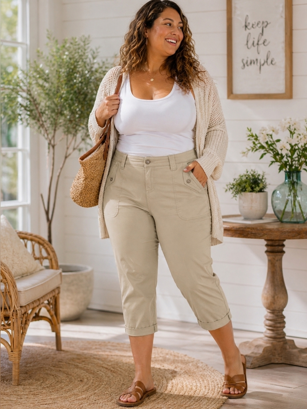 Torrid Khaki Cargo Capri Pants Size 14